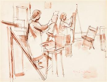 MOSES SOYER (1899-1874) Untitled, Easel Painting Workshop, (Pair).